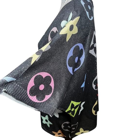 Liabella Italy Women's Geometric Pattern Short Sleeve Sweater One Size - Picture 4 of 9